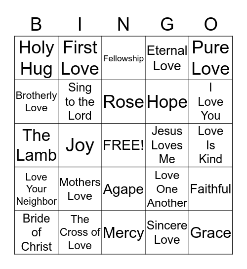 Jesus Loves Me Bingo Card