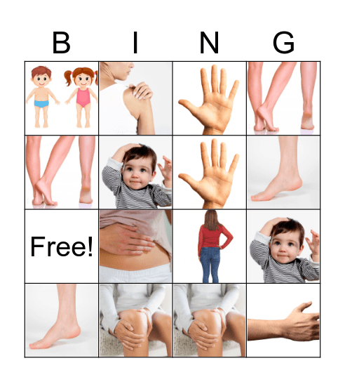 Body parts Bingo Card