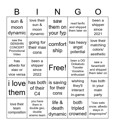 XIAOBEDO/ALBEXIAO BINGO Card