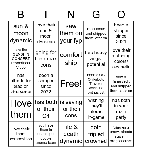 XIAOBEDO/ALBEXIAO BINGO Card