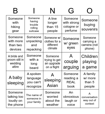 Sales & Success Airport Bingo Card