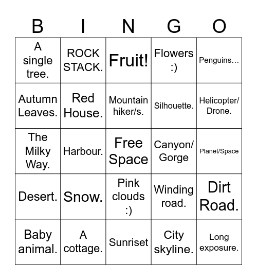 ChromeCast Slideshow Bingo Card