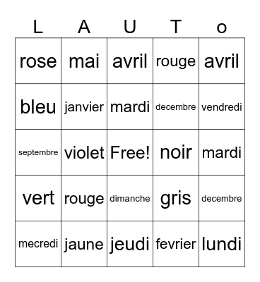 L'Auto Bingo Card