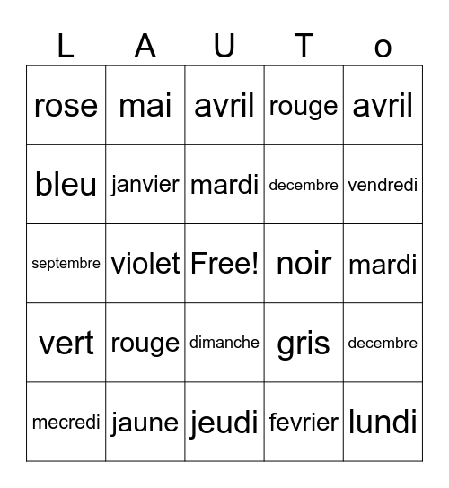 L'Auto Bingo Card