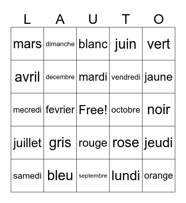 L'Auto Bingo Card