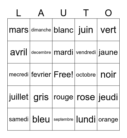 L'Auto Bingo Card