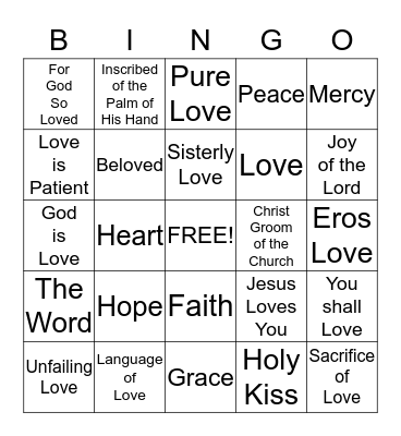 Jesus Loves Me Bingo Card