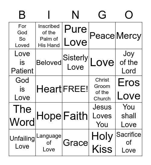 Jesus Loves Me Bingo Card