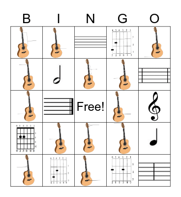 Guitar 1 Unit 1 Bingo Card