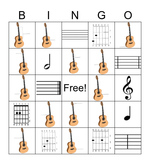 Guitar 1 Unit 1 Bingo Card