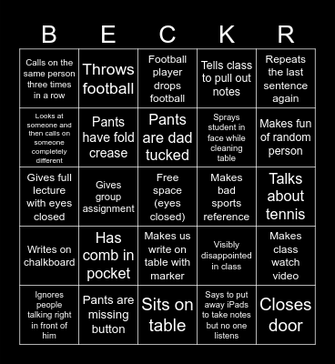 Becker Bingo Card