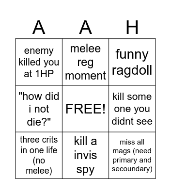 TF2 bingo 3x3 Bingo Card