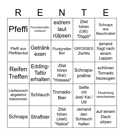 Wilkommen im Altersheim König von Rom GmbH Bingo Card