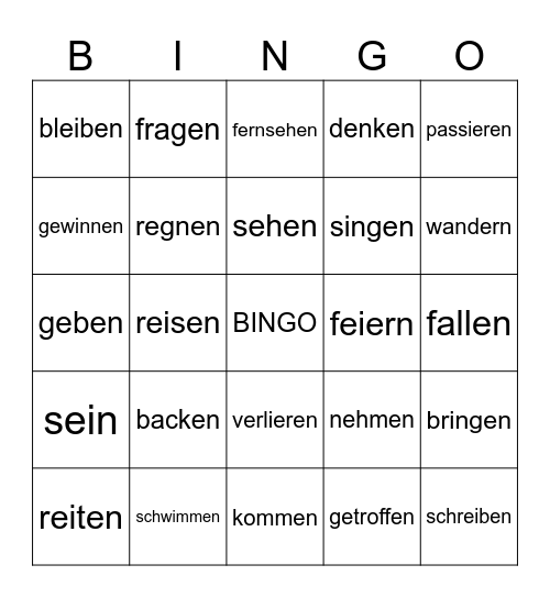 Perfekt Bingo Card