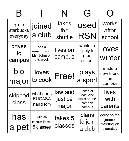 Find someone who:Untitled Bingo Card