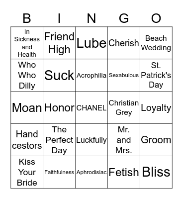 Beth's Beach Bachelorette BINGO Card