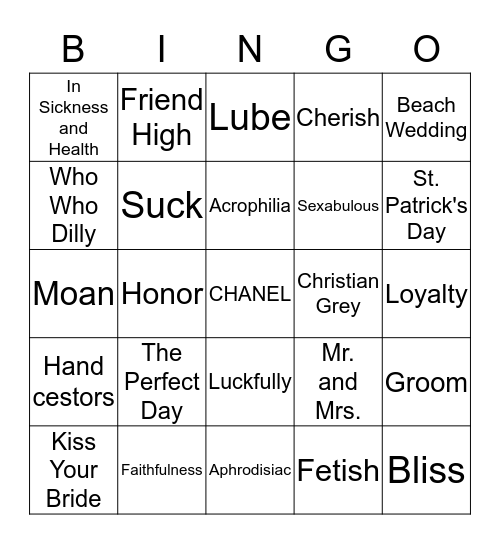 Beth's Beach Bachelorette BINGO Card