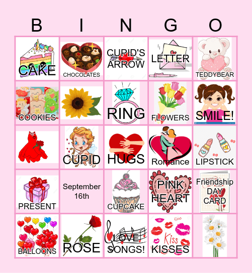 Love & Friendship Day BINGO Card