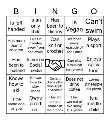 Find someone who... Bingo Card