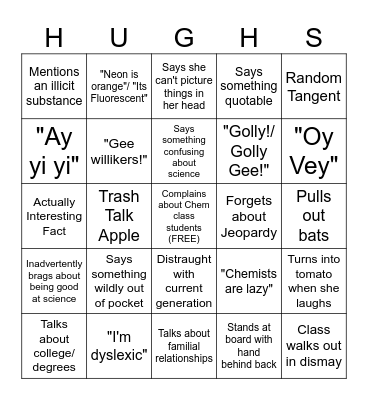 Ms Hughes Bingo! Bingo Card
