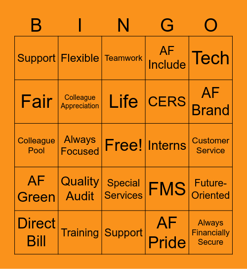 Special Services Customer Service Week 2023 Bingo Card