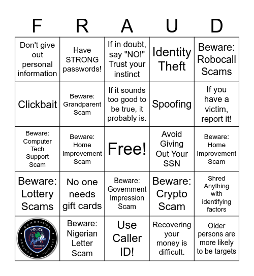 Scam Bingo Card