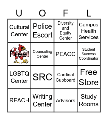 Campus Resources Bingo Card