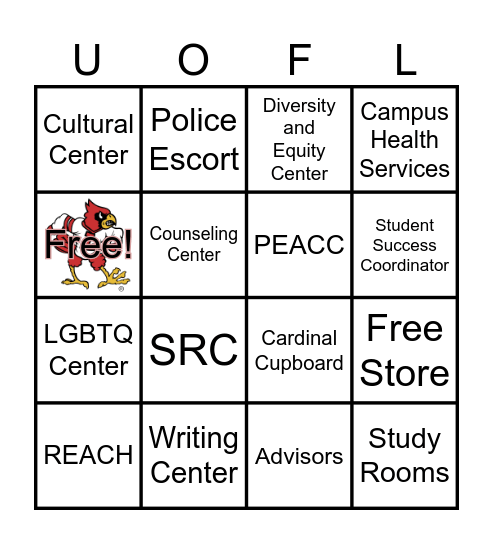 Campus Resources Bingo Card