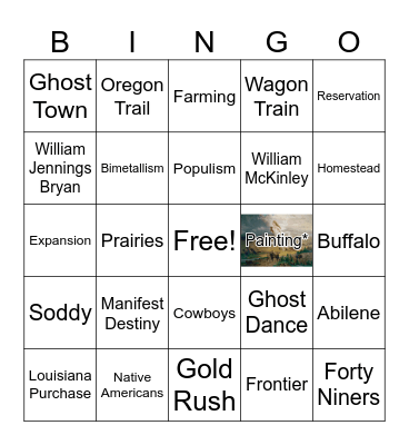 Westward Expansion Bingo Card