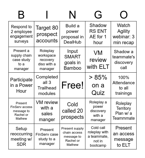 RS AE Bootcamp BINGO Card