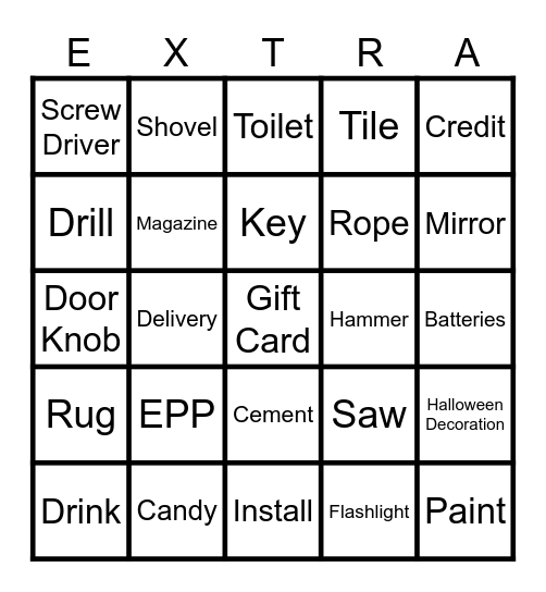 Extra$ Sale$ Bingo Card