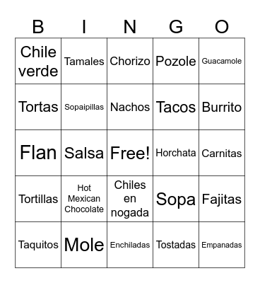 HIspanic Heritage Month Bingo Card