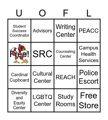 Campus Resources Bingo Card