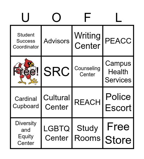 Campus Resources Bingo Card