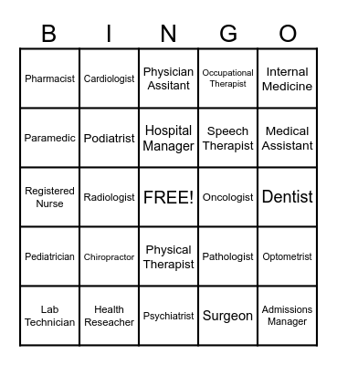 Medical Bingo! Bingo Card