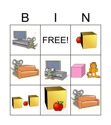 Prepositions of place Bingo Card