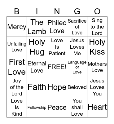 Jesus Loves Me Bingo Card