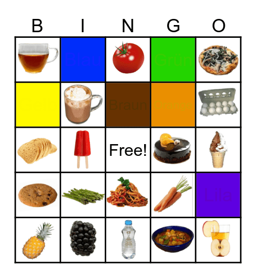 German Foods & Colors Bingo Card