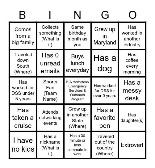 Who Is It??? Bingo Card