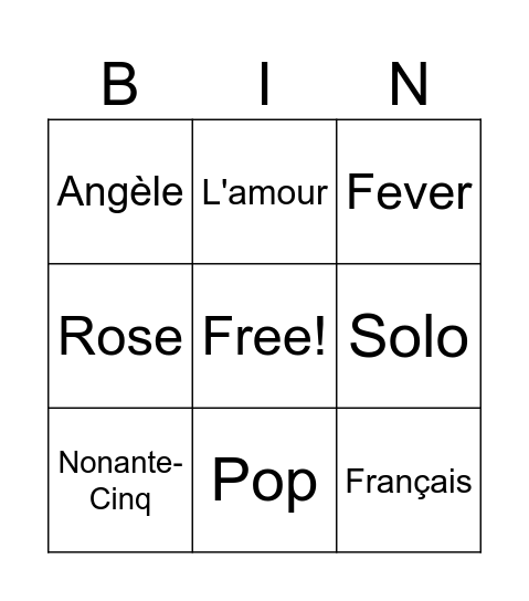 On Connait la Chanson Bingo Card