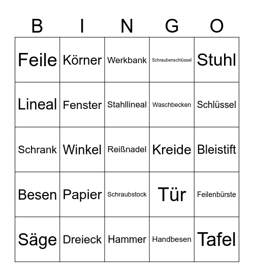 Werkstatt V-Klasse (1) Bingo Card