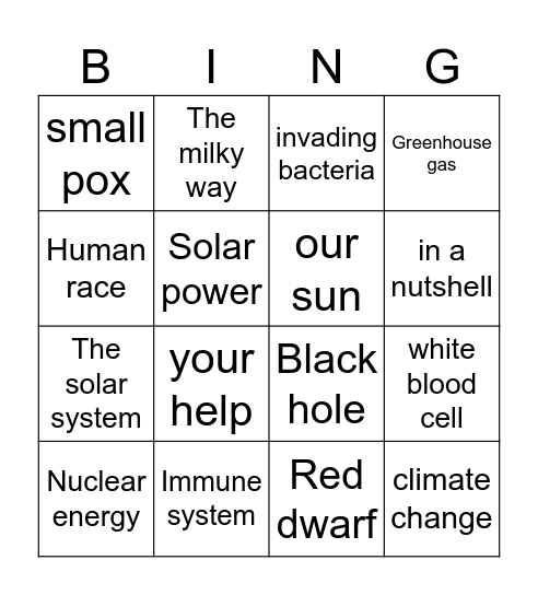 kurz Bingo Card