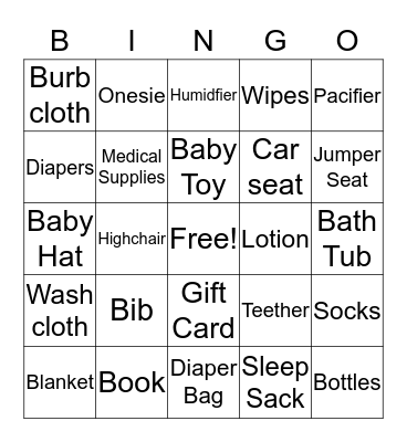 Baby Bingo Card