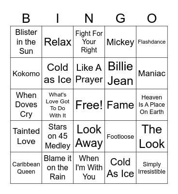 80s BINGO Card