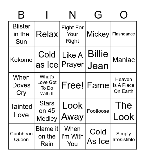 80s BINGO Card