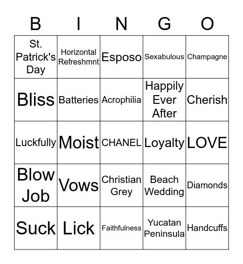 Beth's Beach Bachelorette BINGO Card