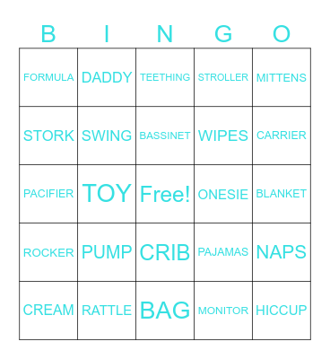 BABY BOY BINGO Card