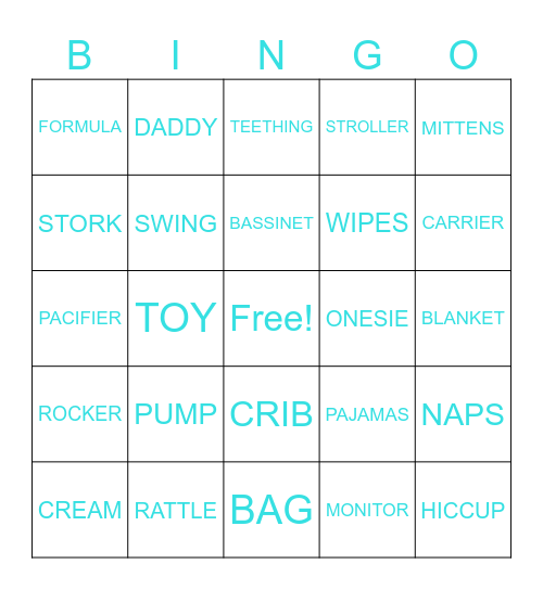 BABY BOY BINGO Card