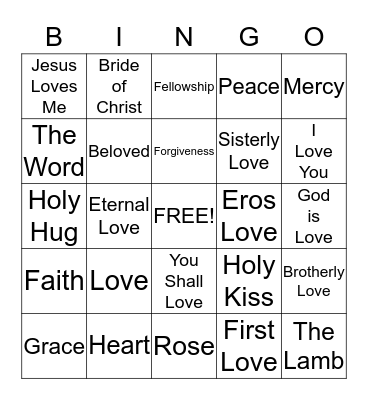 Jesus Loves Me Bingo Card
