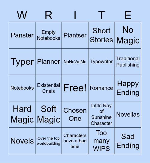 Writer Bingo Card
